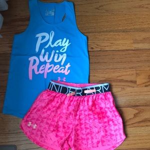Under Armour Youth Small shorts and tank top
